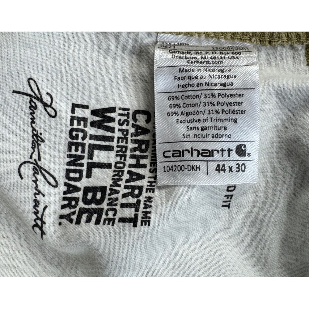 Carhartt Mens Relaxed Fit Work Pants Cargo Khaki Size 44x30 - Picture 3 of 8
